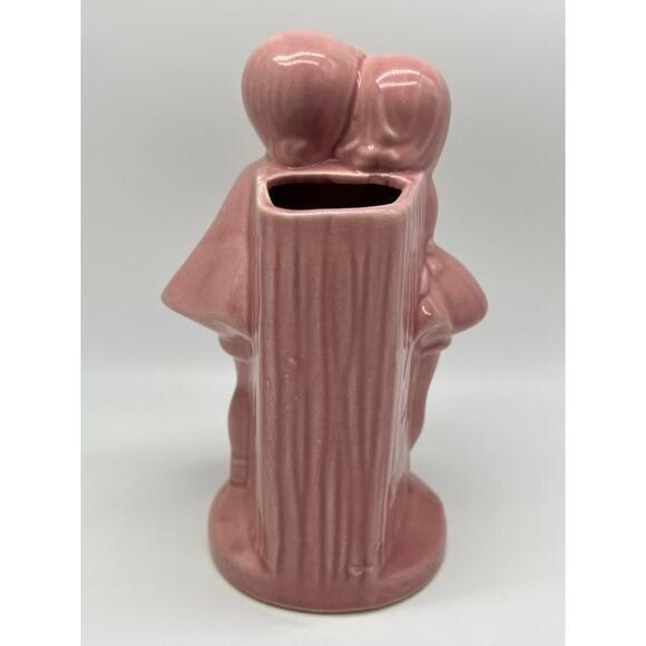 Vintage Baby Pink Sweethearts Girl Boy Figures Hugging Pottery Vase 8" Tall - Picture 2 of 7